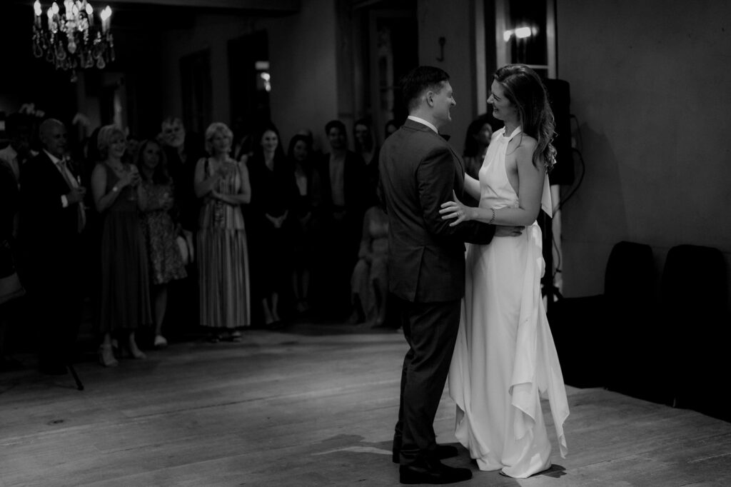 bride and groom dancing during wedding reception at Mantells Mt Eden in auckland