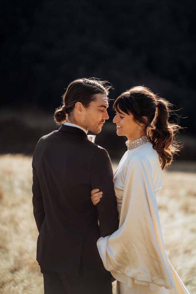 elopement couples portrait with bride wearing brooke tyson ritual gown